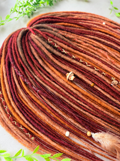 Autumn Grove Dreadlocks – Copper, Rust & Burgundy Forest Fantasy Soft DE Dreadlocks | Ready to Ship