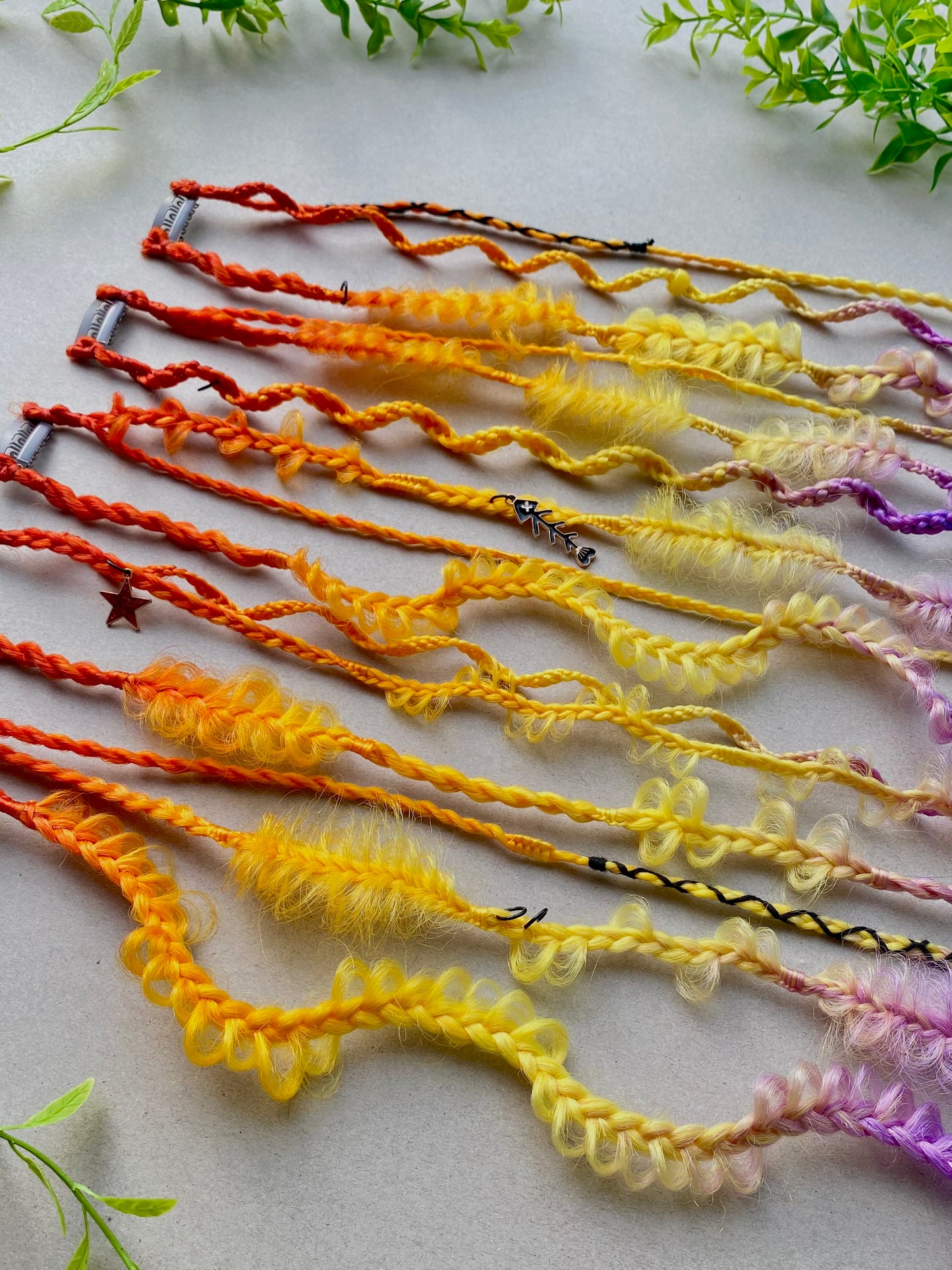 Ombre Rainbow Braided Hair Clips – 5 Piece Set, Bright Festival & Halloween Hair