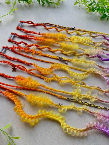Ombre Rainbow Braided Hair Clips – 5 Piece Set, Bright Festival & Halloween Hair