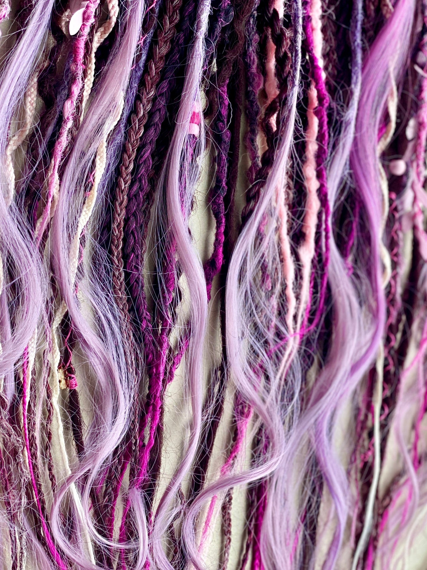 Witchy Purple & Pink Dreadlocks – Lavender Ombre Full Set Fantasy Hair Extensions