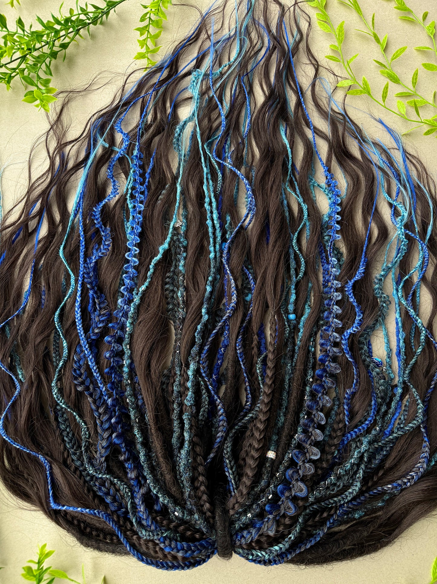Blue Mermaid Dreadlocks – Teal & Sapphire Fantasy Hair Extensions (DE / SE)