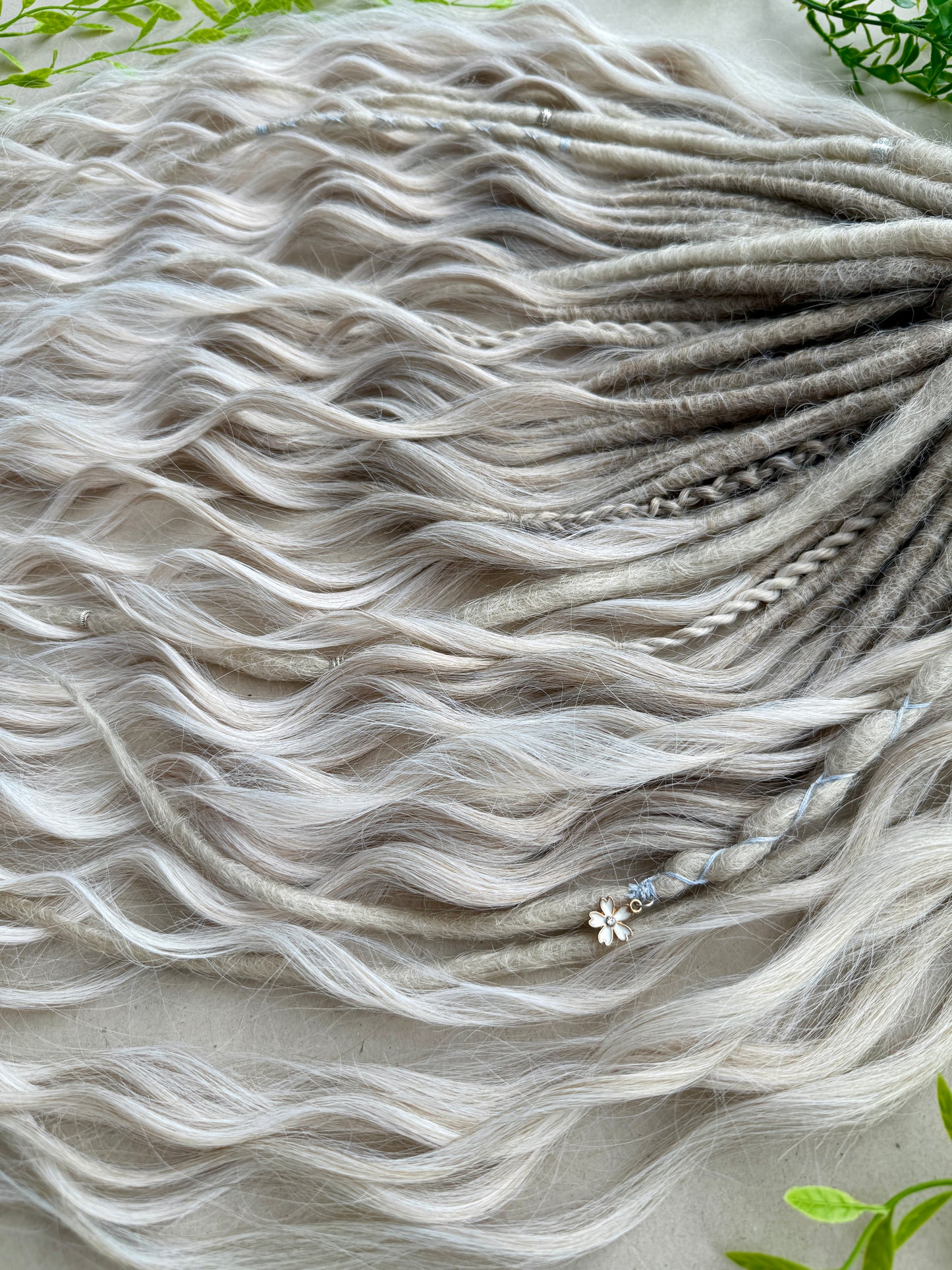 Blonde Ombre Dreadlocks with Curls – Cream & White Fantasy Hair Extensions (DE / SE)