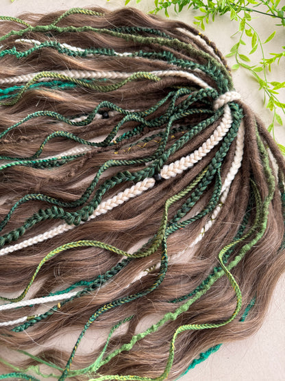 Green & Brown Ombre Dreadlocks – Forest Boho Hair Extensions