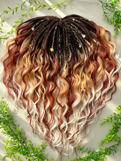 Honey Flame Dreadlocks – Ginger & Blonde Ombre Curly Fantasy Hair Extensions