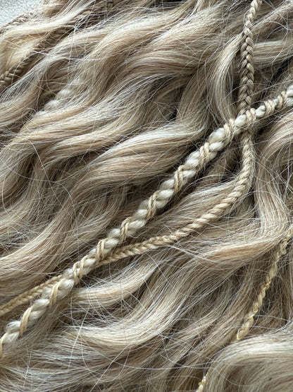 Blonde Dreadlock Set with Waves and Braids – Soft Boho Synthetic Hair Extensions