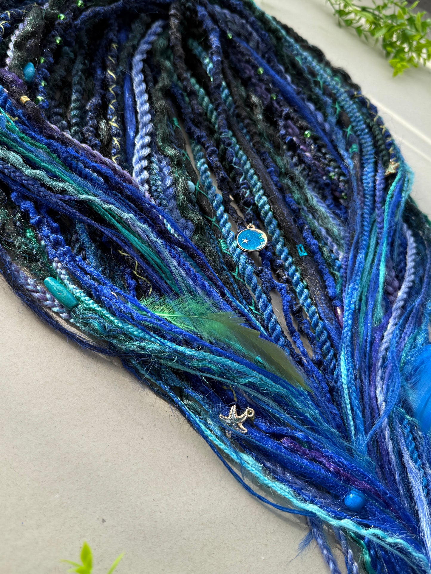 Blue Mermaid Dreadlocks – Teal & Sapphire Fantasy Hair Extensions (DE / SE)