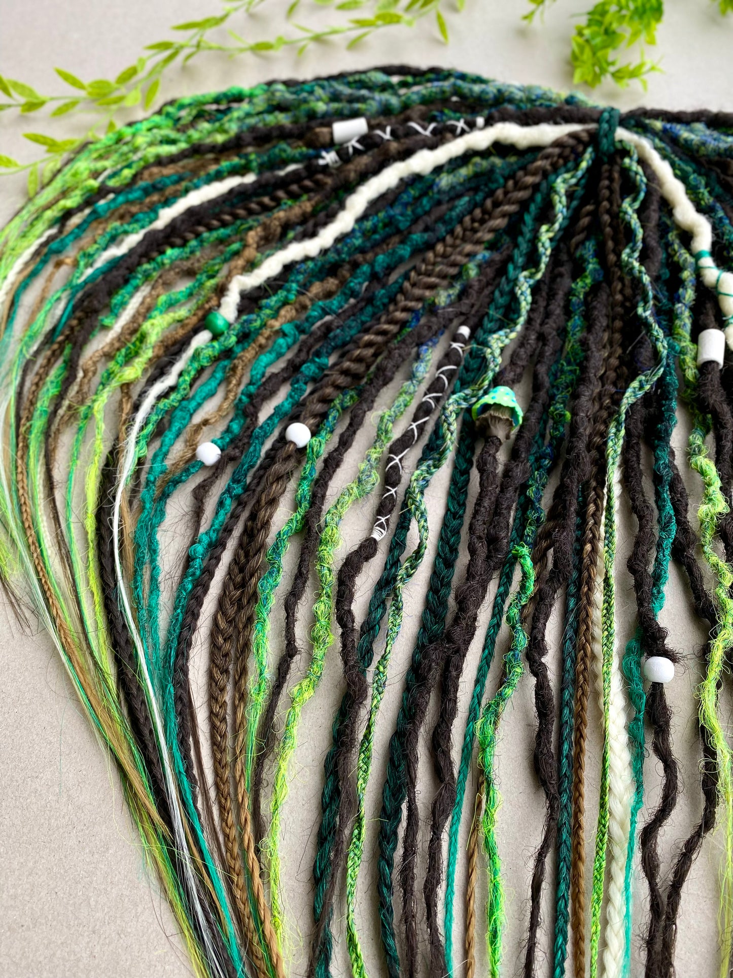 Forest Spirit Dreadlocks - Green & Brown Ombre | Handmade Fantasy Hair