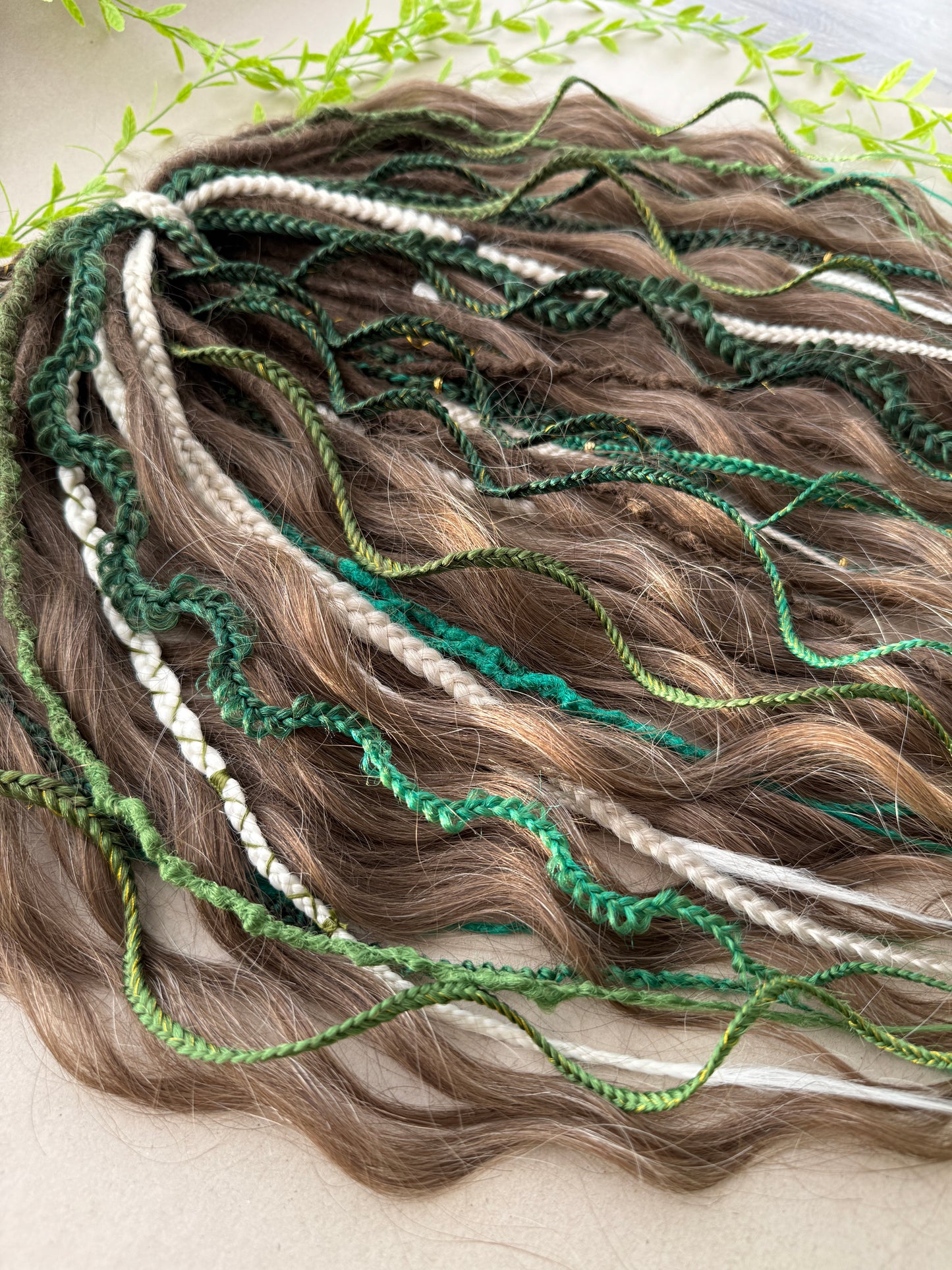 Green & Brown Ombre Dreadlocks – Forest Boho Hair Extensions
