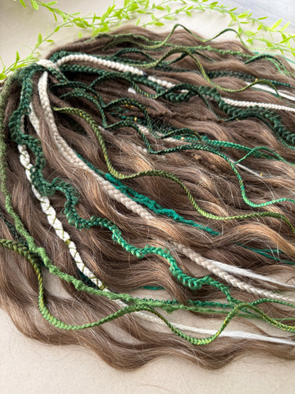 Green & Brown Ombre Dreadlocks – Forest Boho Hair Extensions