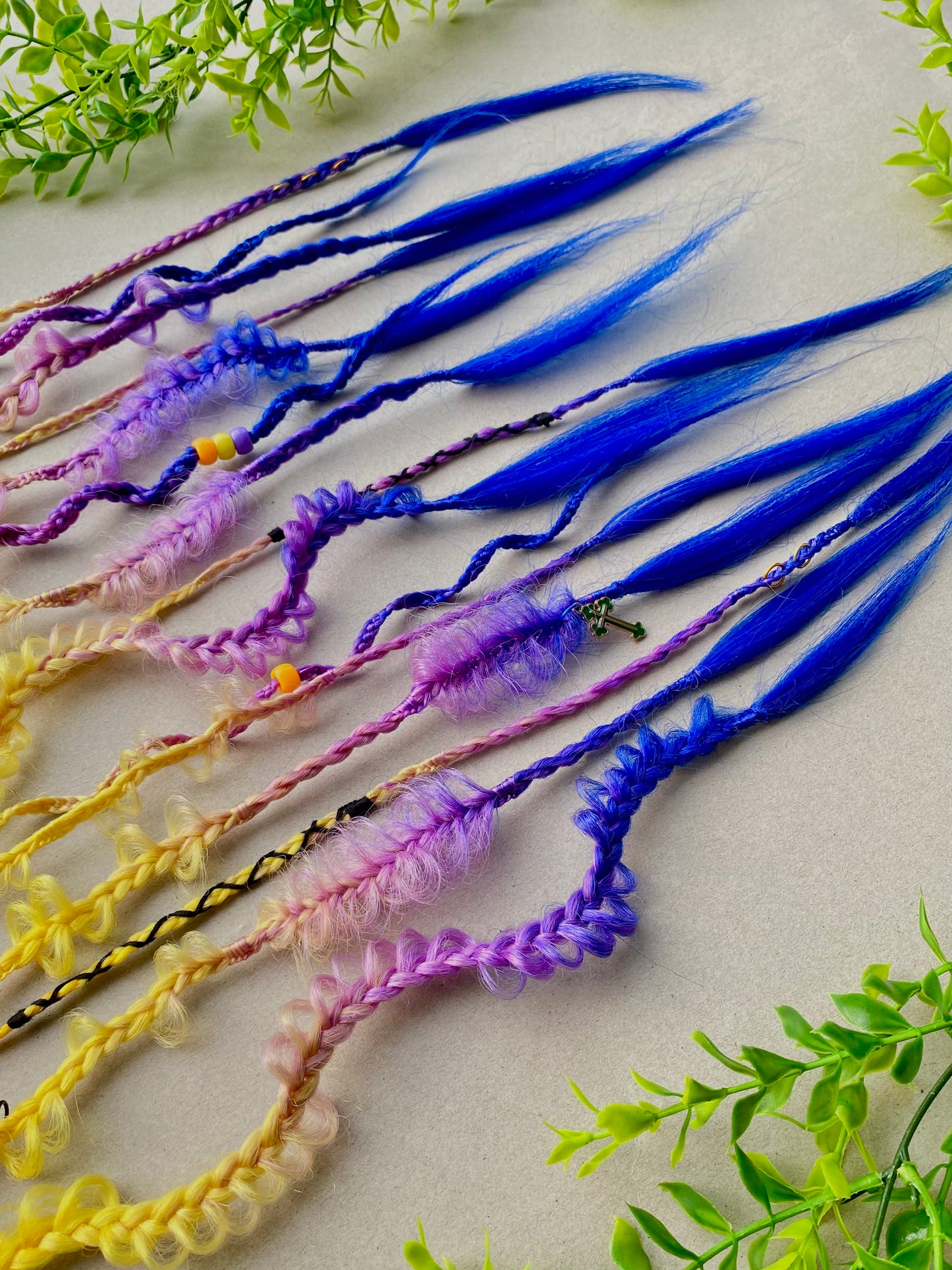 Ombre Rainbow Braided Hair Clips – 5 Piece Set, Bright Festival & Halloween Hair