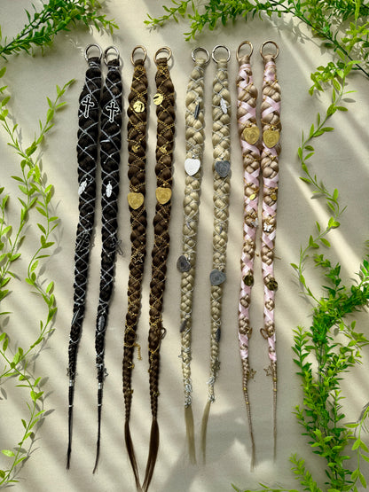 Clip-In Braided Hair Extensions with Charms – Boho Festival Hairpiece (Set of 2)