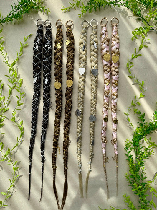 Clip-In Braided Hair Extensions with Charms – Boho Festival Hairpiece (Set of 2)