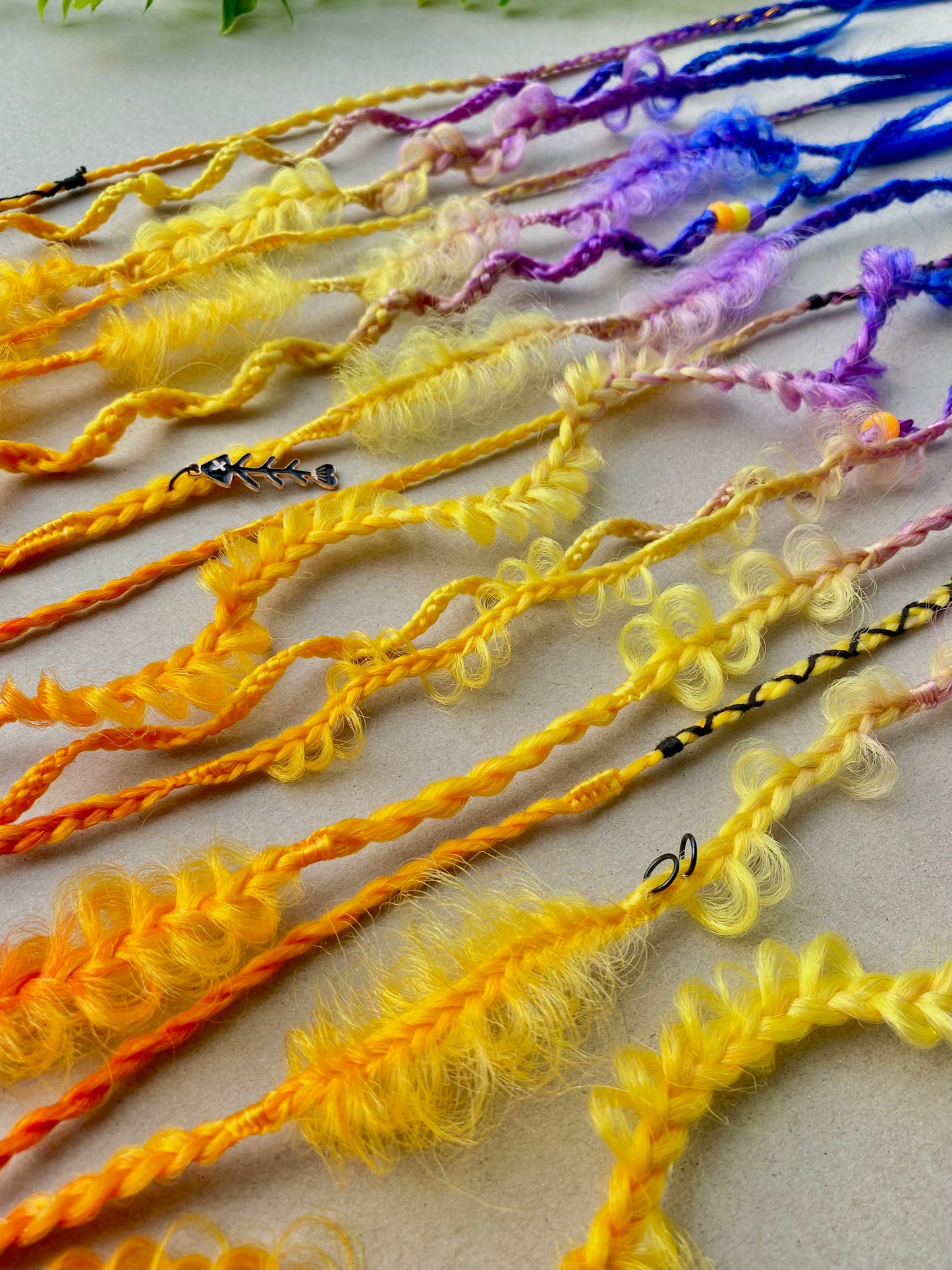 Ombre Rainbow Braided Hair Clips – 5 Piece Set, Bright Festival & Halloween Hair