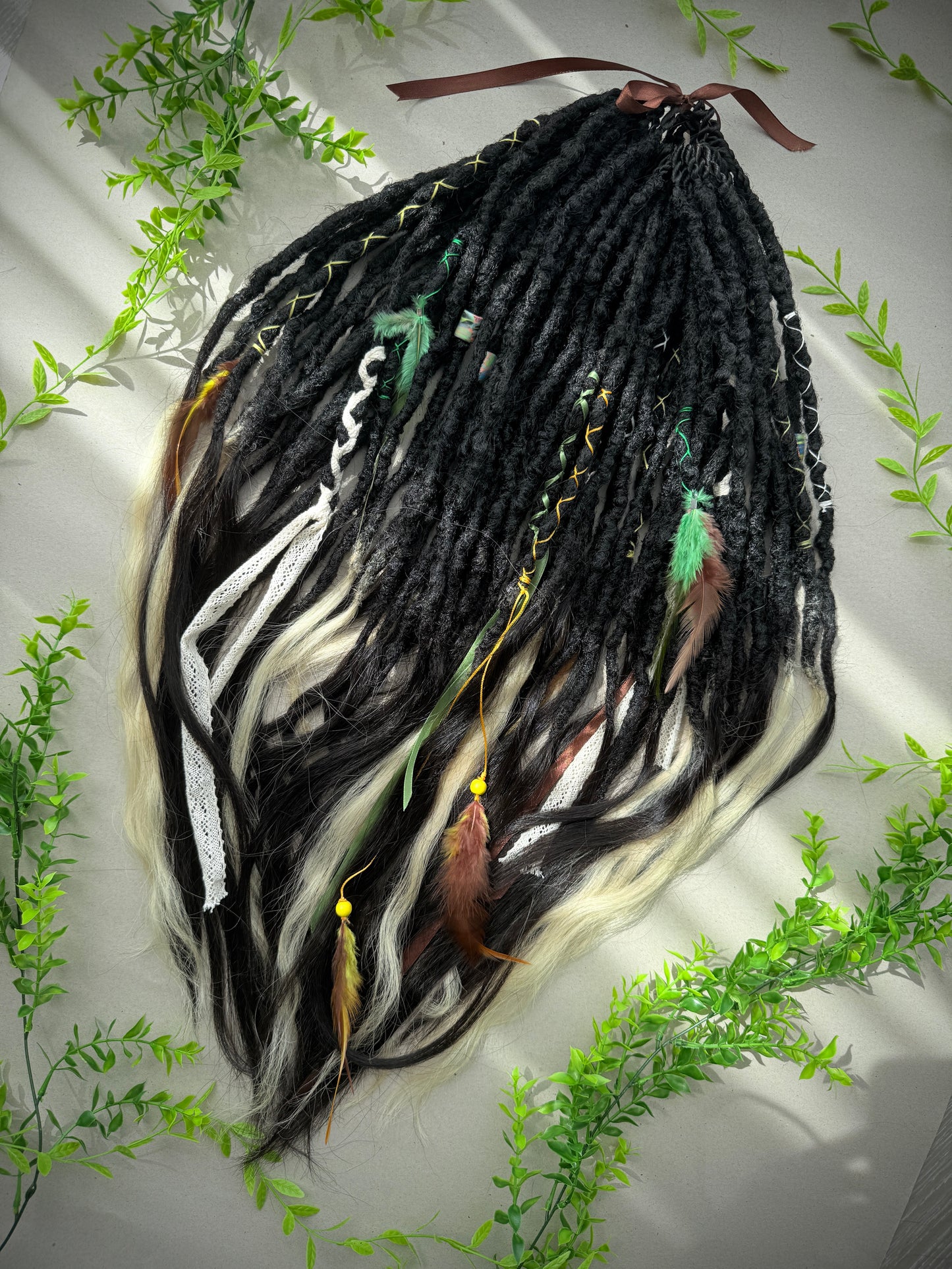 Black & Blonde Dreadlocks with Human Hair Tips – 80 cm SE Full Set