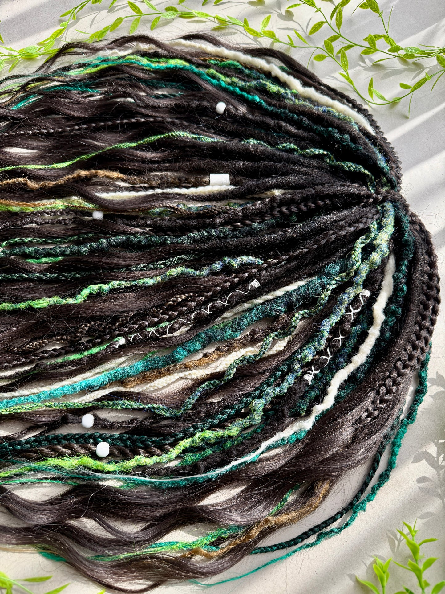 Woodland Fantasy Dreadlocks – Curly Braided Hair Extensions in Green & Earth Tones