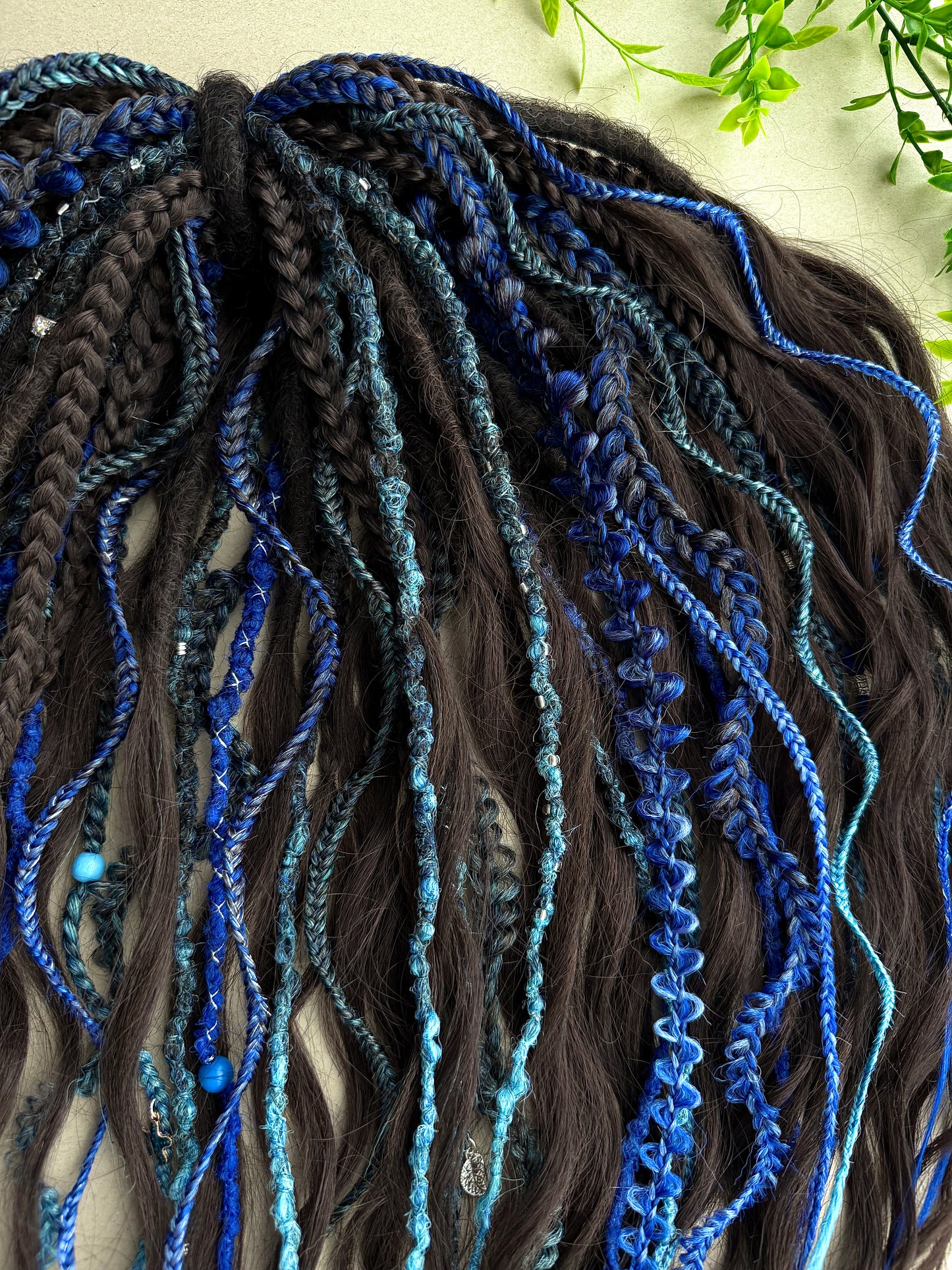 Blue Mermaid Dreadlocks – Teal & Sapphire Fantasy Hair Extensions (DE / SE)
