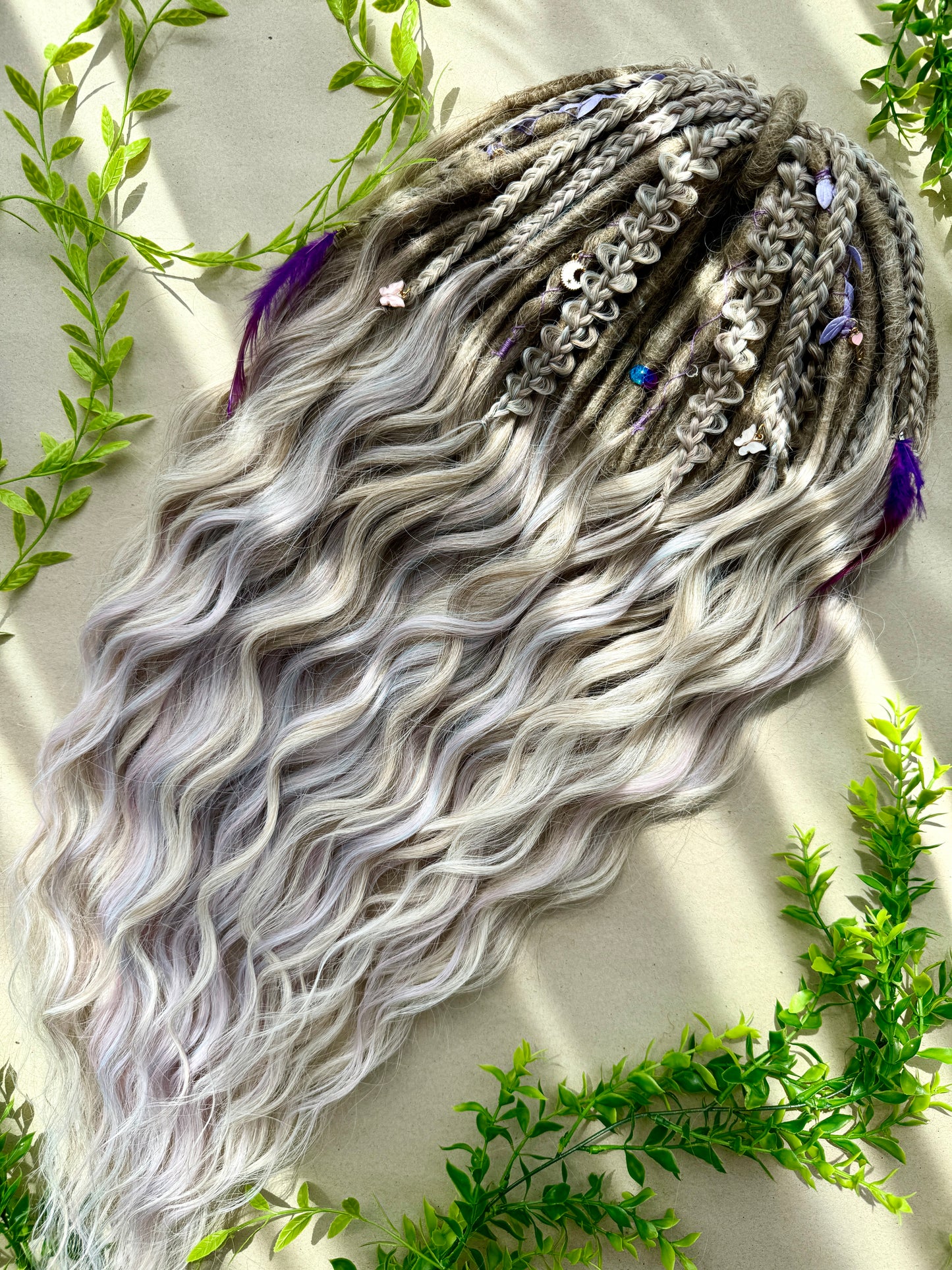 Moonlit Boho Dreadlocks – Blonde & Lavender Full Set Fantasy Hair Extensions