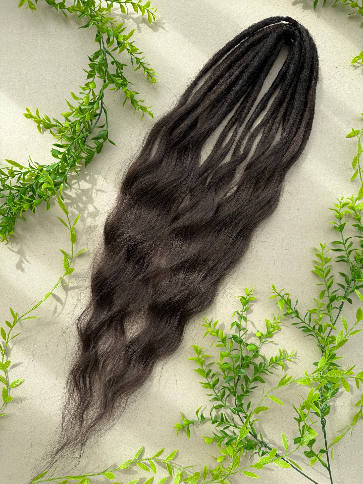 Dark Brown Natural Dreadlocks with Curls – Textured Boho Hair Extensions (DE / SE)