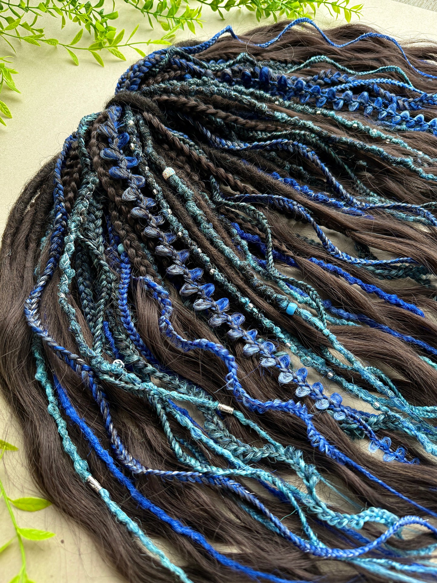 Blue Mermaid Dreadlocks – Teal & Sapphire Fantasy Hair Extensions (DE / SE)