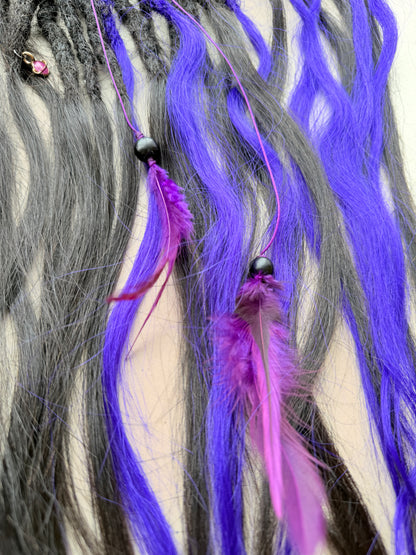Purple & Black SE Dreadlocks with Human Hair Tips – 80 cm Full Set