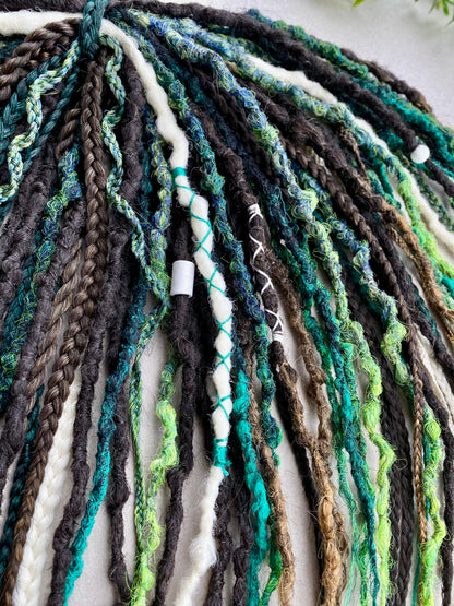 Forest Spirit Dreadlocks - Green & Brown Ombre | Handmade Fantasy Hair