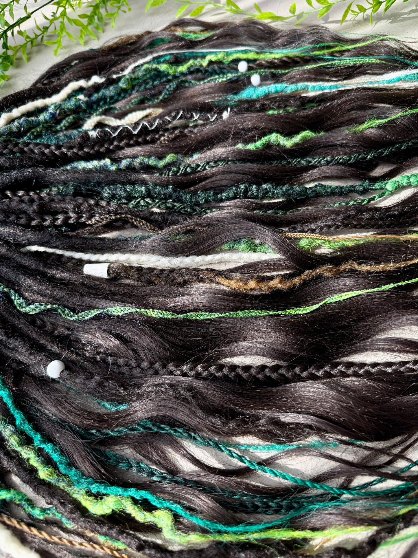 Woodland Fantasy Dreadlocks – Curly Braided Hair Extensions in Green & Earth Tones