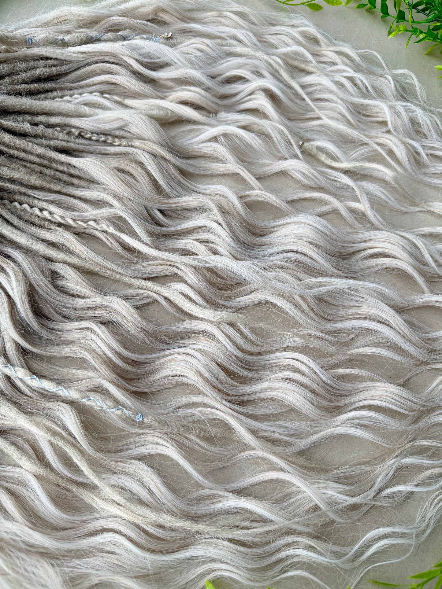 Blonde Ombre Dreadlocks with Curls – Cream & White Fantasy Hair Extensions (DE / SE)