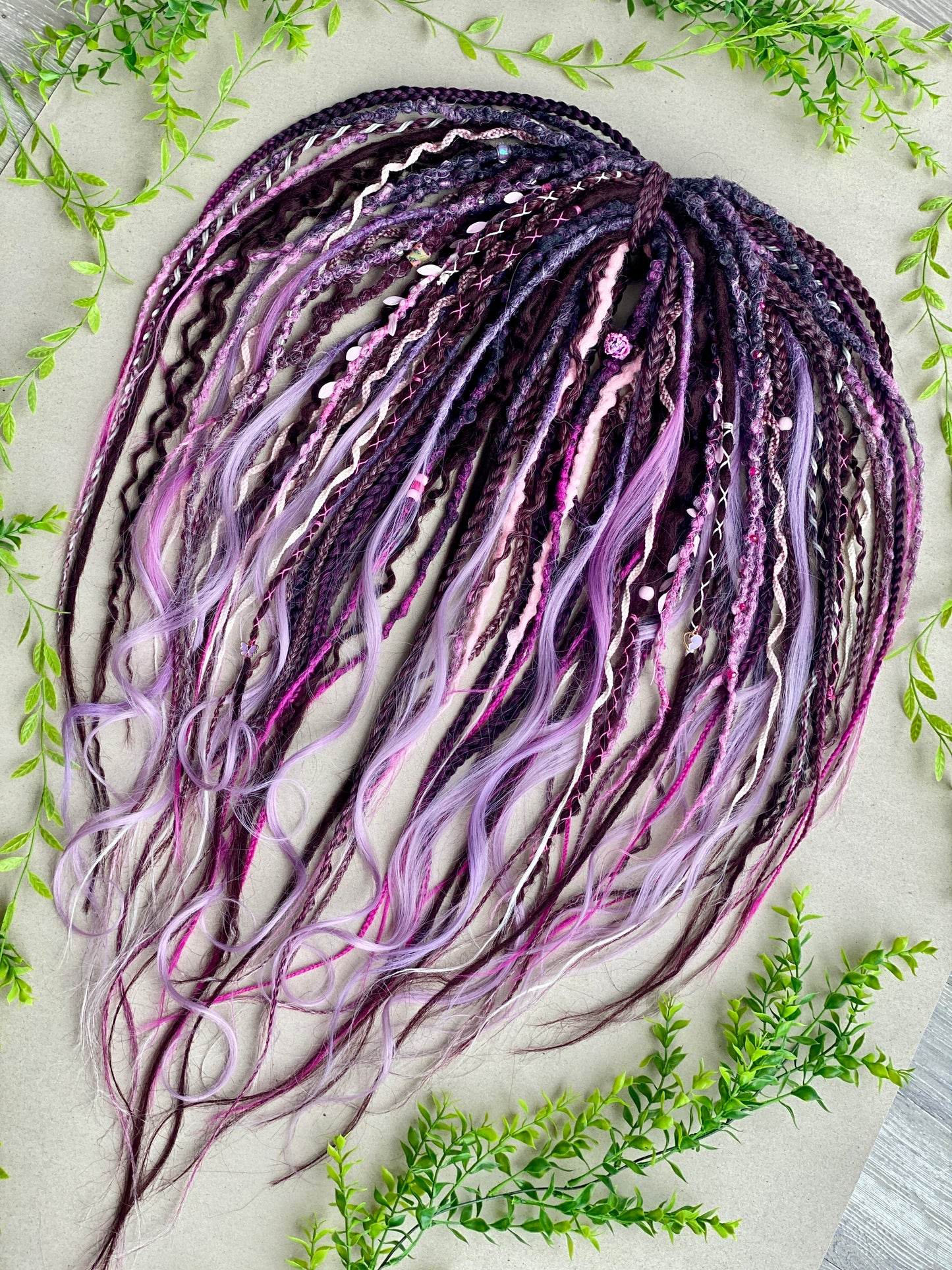 Witchy Purple & Pink Dreadlocks – Lavender Ombre Full Set Fantasy Hair Extensions