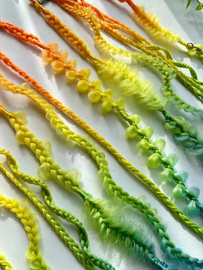 Color Gradient Braided Hair Clips – 5 Piece Set, Bold Festival Hair Accessories