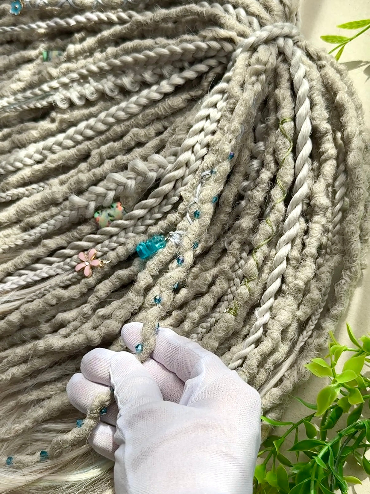 Prismborn Curls Dreadlocks – 90 cm Rainbow & Grey Extra Long Full Set | Collector’s Drop