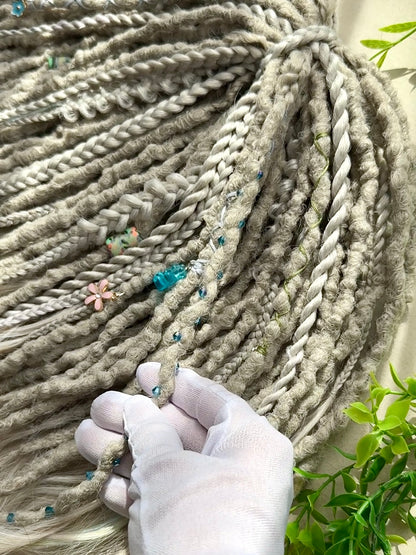 Prismborn Curls Dreadlocks – 90 cm Rainbow & Grey Extra Long Full Set | Collector’s Drop