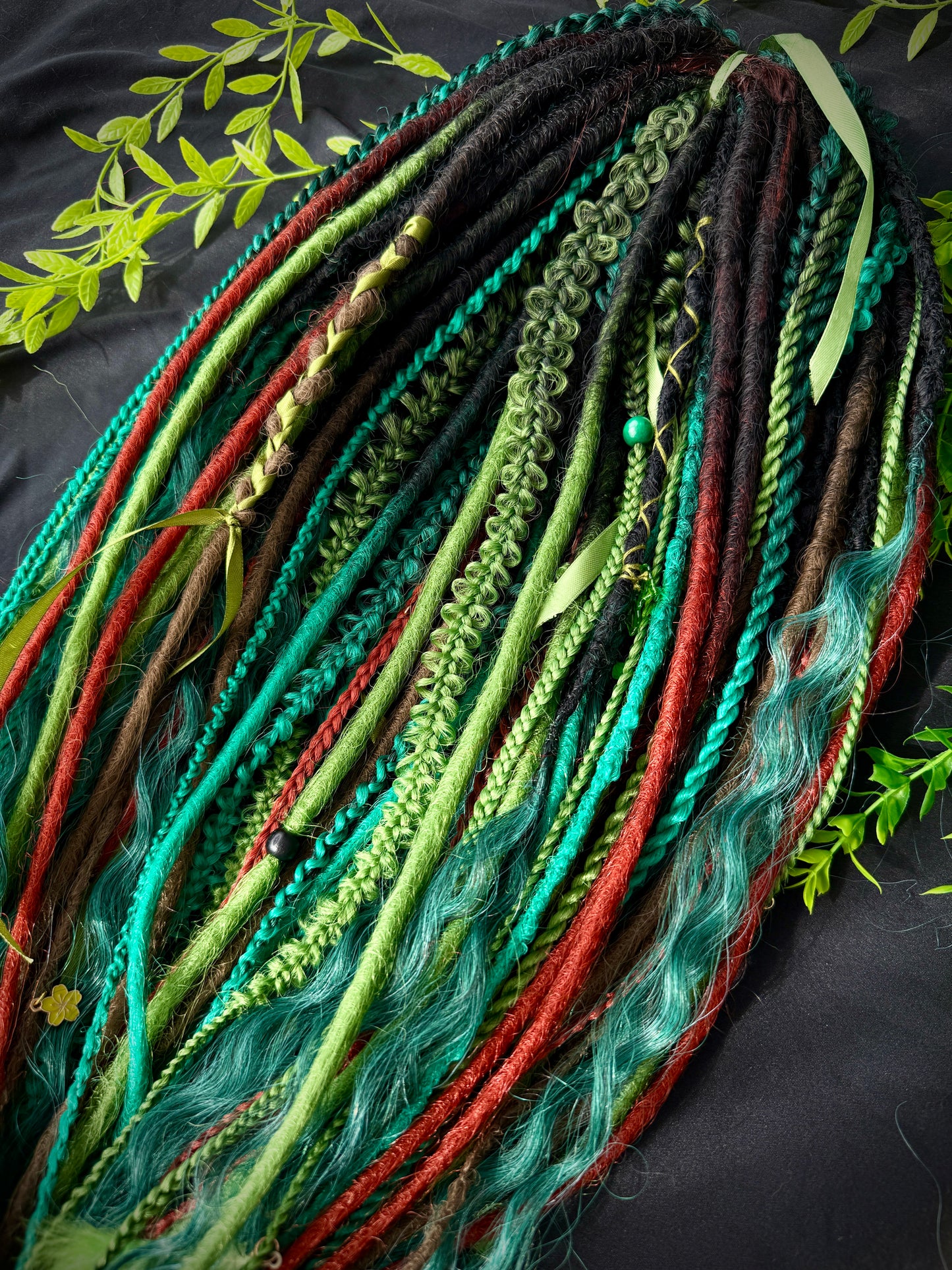 Deep Green & Black Witchy Full Dreads Set: Extra Long 90cm Collector’s Set
