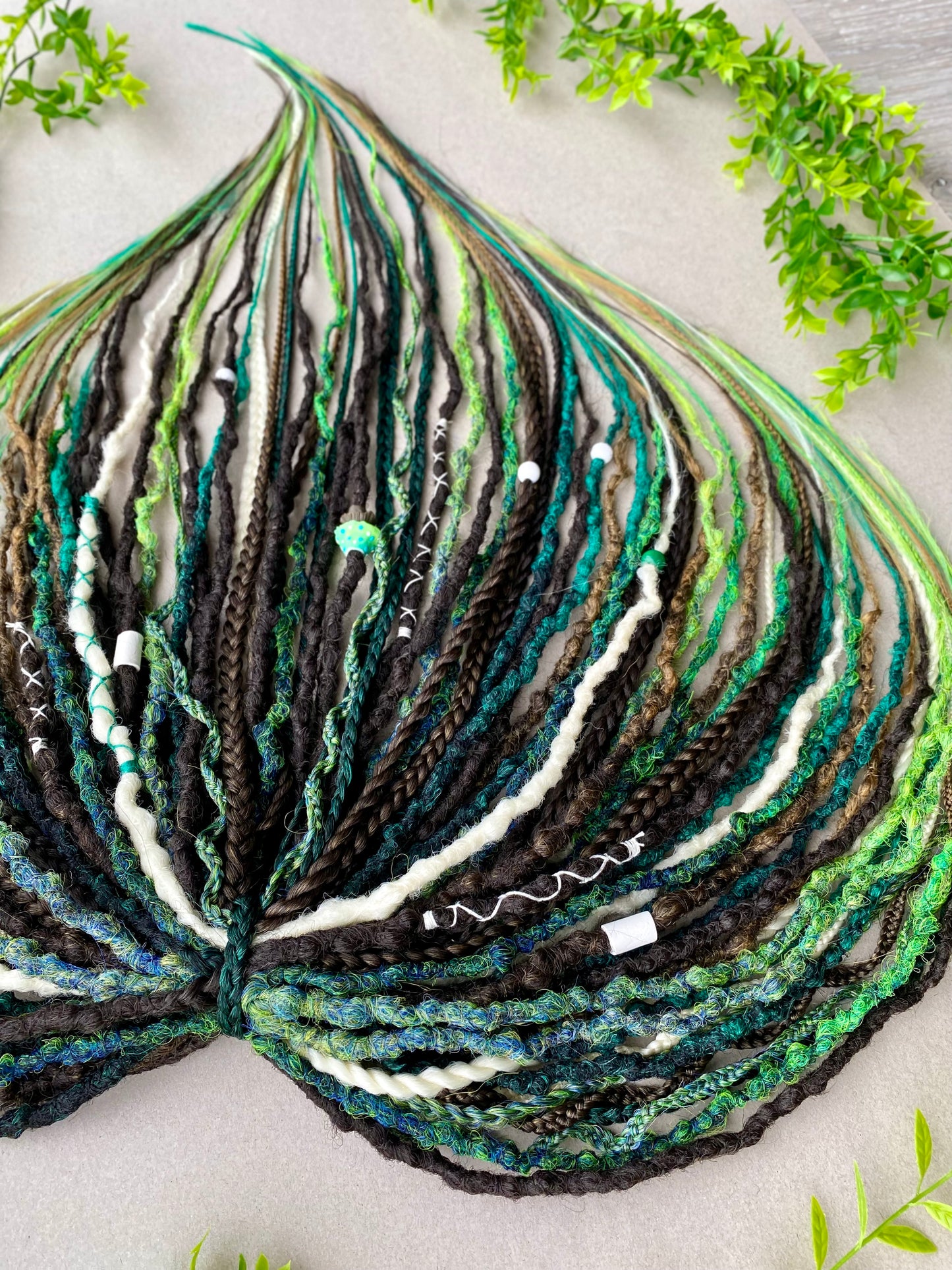 Forest Spirit Dreadlocks - Green & Brown Ombre | Handmade Fantasy Hair