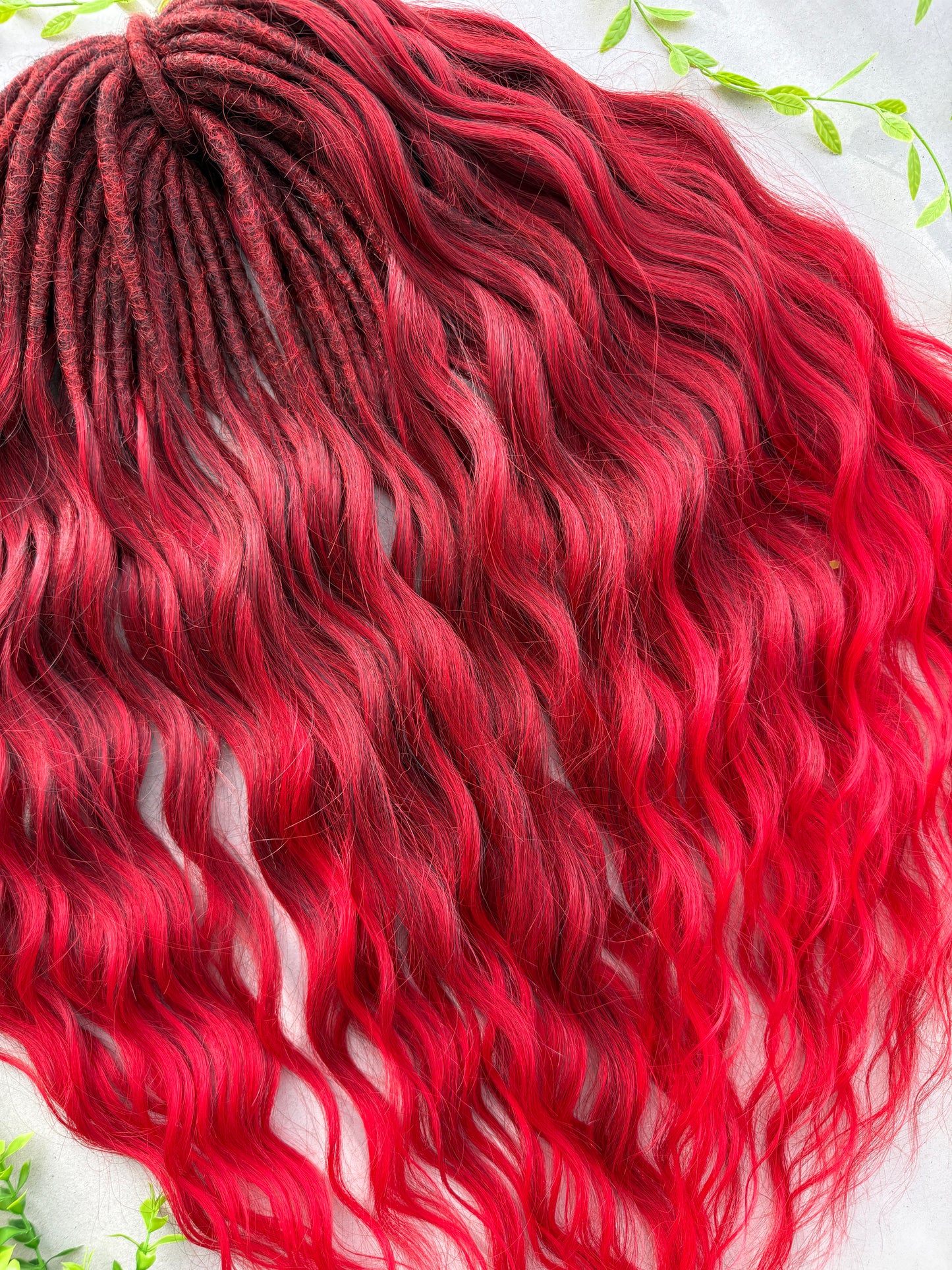 Red Ombre Dreadlock Curls – Synthetic Curly Fantasy Hair Extensions (DE / SE)