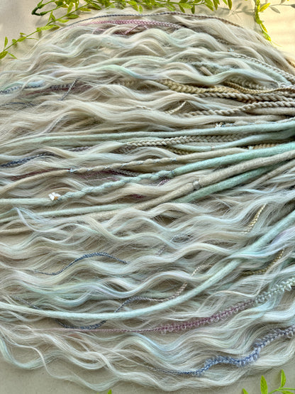 Pastel Rainbow Dreadlocks – Blonde, Mint & Lilac Full Set Fantasy Hair Extensions