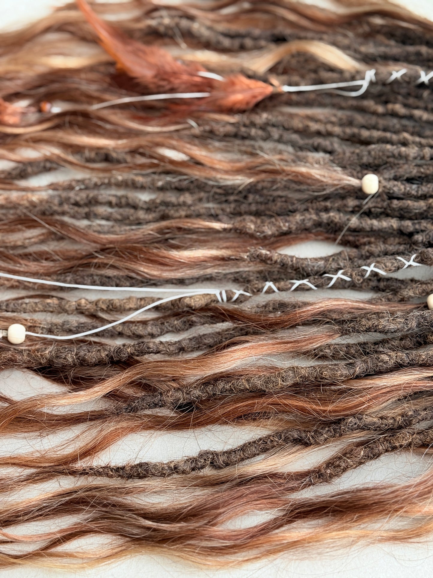 Brown Partial Dreadlock Set with Human Hair Ends | 26 DE Dreads for Undercut or Nape Install | Handmade Boho Dread Extensions | Ready to Ship