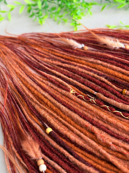 Autumn Grove Dreadlocks – Copper, Rust & Burgundy Forest Fantasy Soft DE Dreadlocks | Ready to Ship