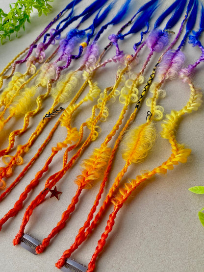 Ombre Rainbow Braided Hair Clips – 5 Piece Set, Bright Festival & Halloween Hair