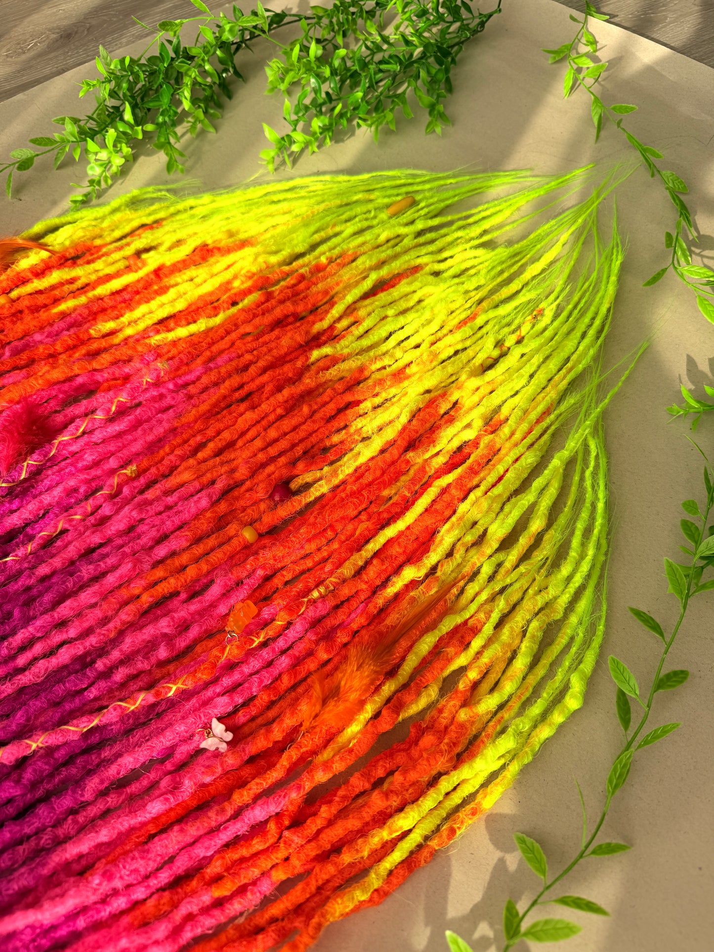 Rainbow Ombre DE Dreadlock Set – Purple Pink Orange Yellow Kanekalon Dread Extensions | 50 DE | 75 cm | Ready to Ship