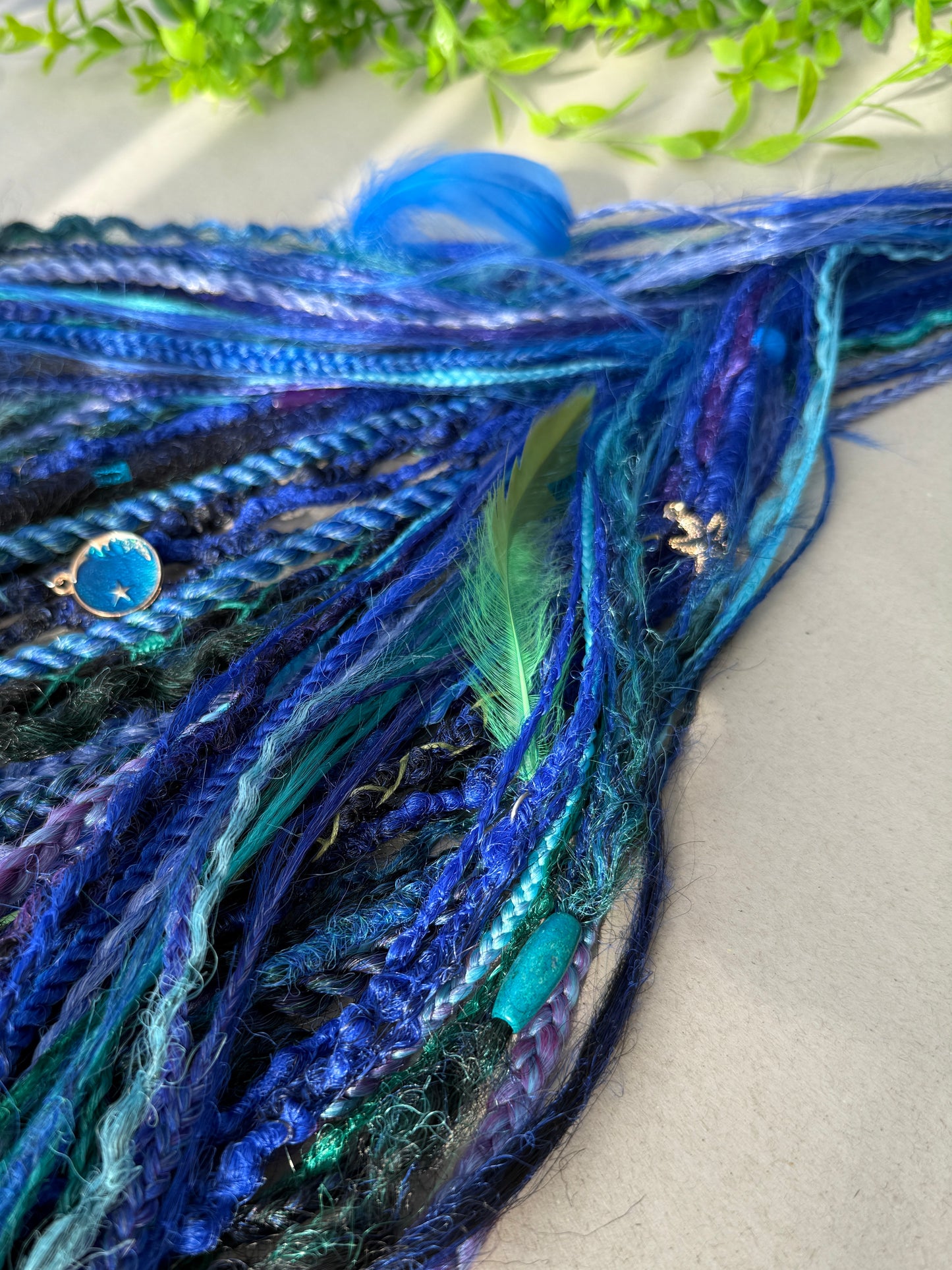Blue Mermaid Dreadlocks – Teal & Sapphire Fantasy Hair Extensions (DE / SE)