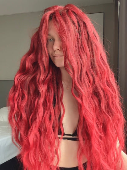 Red Ombre Dreadlock Curls – Synthetic Curly Fantasy Hair Extensions (DE / SE)