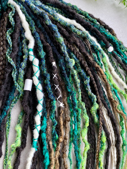 Forest Spirit Dreadlocks - Green & Brown Ombre | Handmade Fantasy Hair