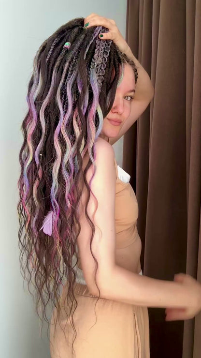 Rainbow Galaxy Dreadlocks – Curly Fantasy Hair Extensions (DE / SE)
