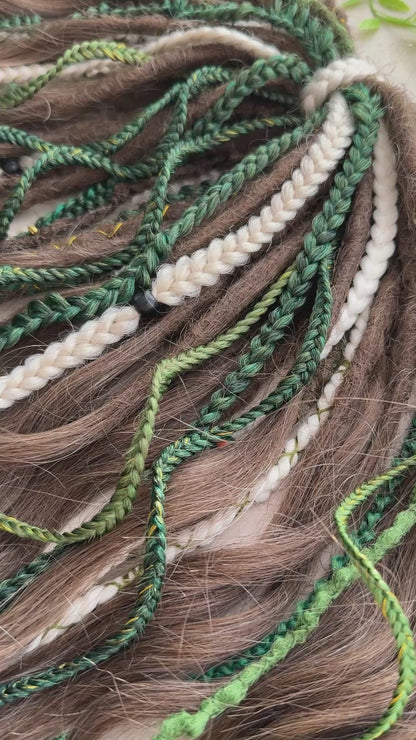 Green & Brown Ombre Dreadlocks – Forest Boho Hair Extensions