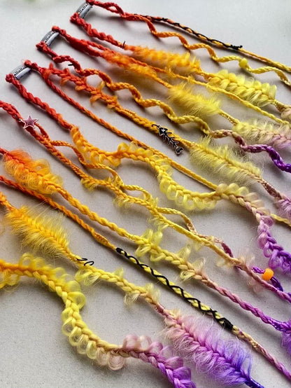 Ombre Rainbow Braided Hair Clips – 5 Piece Set, Bright Festival & Halloween Hair