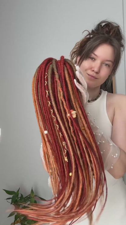 Autumn Grove Dreadlocks – Copper, Rust & Burgundy Forest Fantasy Soft DE Dreadlocks | Ready to Ship