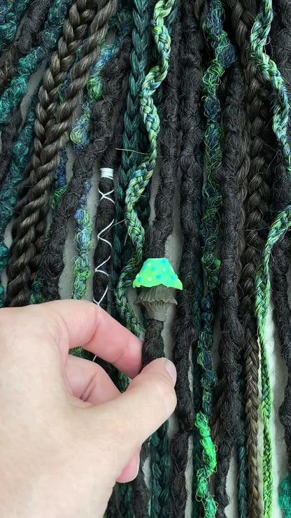 Forest Spirit Dreadlocks - Green & Brown Ombre | Handmade Fantasy Hair